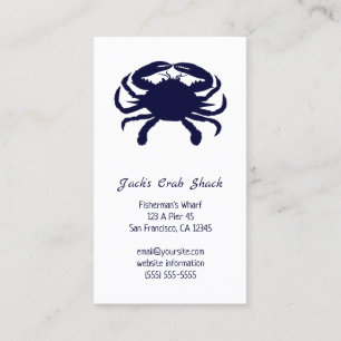 Donkerblauwe krab silhouet Zeevoedsel Restaurant Visitekaartje