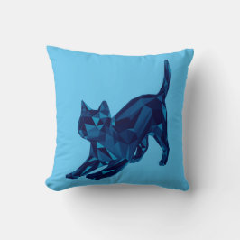 Donkerblauwe Lowpoly Kat Kussen