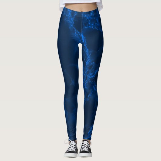 Donkerblauwe marmer leggings (Voorkant)