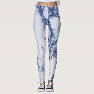 Donkerblauwe marmertextuur leggings