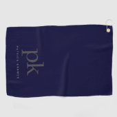 Donkerblauwe Minimalistische Monogram Beginletters Golfhanddoek (Horizontaal)