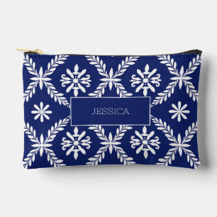 Donkerblauwe Moderne Witte Gepersonaliseerde Make- Etui