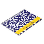 Donkerblauwe monogrammaticale elementen afdrukken notitieboek (Linkerzijde)