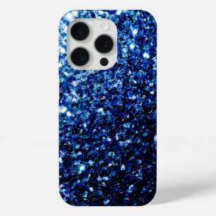 Donkerblauwe nepschittertjes glinsteren iPhone 15 pro case