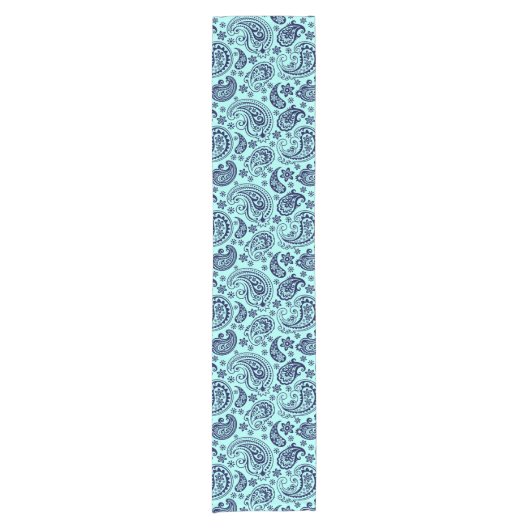 Donkerblauwe paisley op muntgroen korte tafelloper (Voorkant)