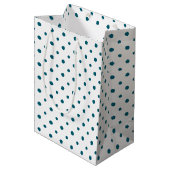 Donkerblauwe Polka Dots op Witte Custom Gift Bag Medium Cadeauzakje (Voorkant Gekanteld)