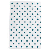 Donkerblauwe Polka Dots op Witte Custom Gift Bag Medium Cadeauzakje (Achterkant)