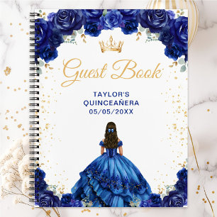 Donkerblauwe prinses Quinceañera gastenboek Notitieboek