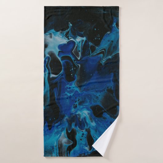 Donkerblauwe psychedelische vloeistof badhanddoek (Badhanddoek)