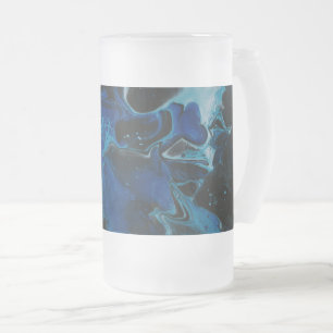 Donkerblauwe psychedelische vloeistof matglas bierpul