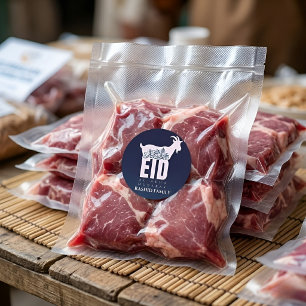 Donkerblauwe Qurbani Eid Al-Adha Groet Ronde Sticker