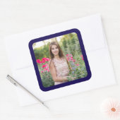 Donkerblauwe randfoto vierkante sticker (Envelop)