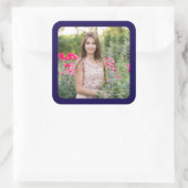 Donkerblauwe randfoto vierkante sticker (Tas)