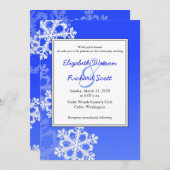 Donkerblauwe Sneeuwvlokken Kerst trouw uitnodiging (Voorkant / Achterkant)