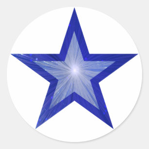 Donkerblauwe Star sticker rond wit