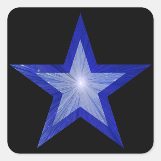 Donkerblauwe Star-sticker zwart Vierkante Sticker (Voorkant)