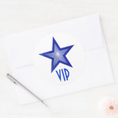 Donkerblauwe Star VIP ronde sticker wit (Envelop)