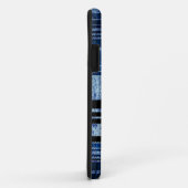 Donkerblauwe strepen, grijze textuur Case-Mate iPhone case (Achterkant/rechts)