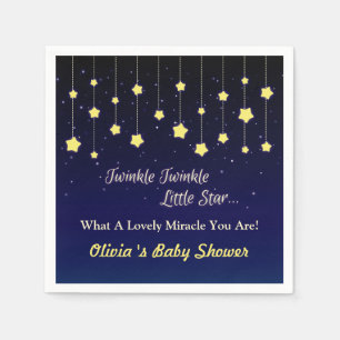 Donkerblauwe Twinkelende Kleine Ster Baby Shower B Servet