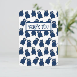 Donkerblauwe Uil Verjaardagsfeestje Bedankkaart