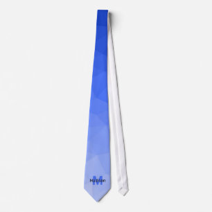 Donkerblauwe verloop geometrie mesh patroon Monogr Stropdas