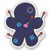 Donkerblauwe voodoo pop sticker (Voorkant)