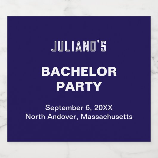 Donkerblauwe vrijgezellenfeest bierfleslabel bier etiket (Enkel label)