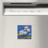 Donkerblauwe wateren met witte lelie bloemen magne magneet (Insitu (Vaatwasser))