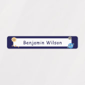 Donkerblauwe Waterverf Ruimte Aangepaste Kinder na Labels (Design 2)