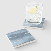 Donkerblauwe waterverf stenen onderzetter (Zijkant)