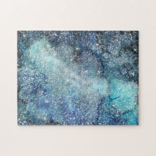 Donkerblauwe Waterverf universum Spiritueel Legpuzzel