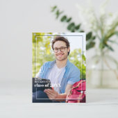 Donkerblauwe witte minimalistische aankondiging va briefkaart (Staand voorkant)