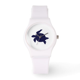 Donkerblauwe Zeeen schildpad Horloge