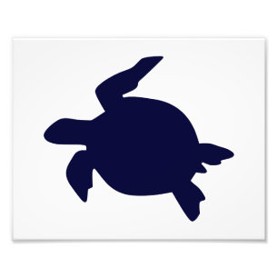 Donkerblauwe zeeschildpad horizontaal B Foto Afdruk