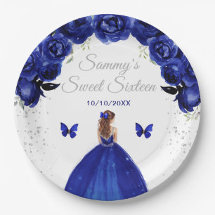 Donkerblonde bruine haar Prinses Sweet Sixteen Papieren Bordje
