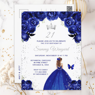 Donkerblonde bruine haren prinses verjaardagsfeest briefkaart