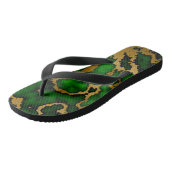 Donkerbos groen en goud marmeren textuur ontwerp teenslippers (Schuin)