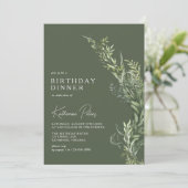 Donkerbos Groen Mos | Botanisch verjaardagsdiner Kaart (Staand voorkant)