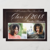 Donkerbruin Afstuderen Uitnodiging (Voorkant / Achterkant)