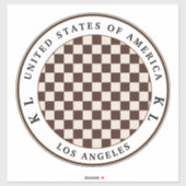 Donkerbruin, beige checkboard-actiesticker sticker (Vel)