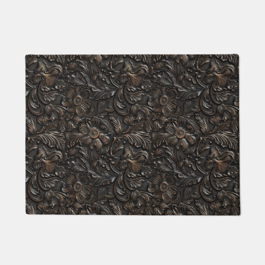  donkerbruin bewerkt leder deurmat (Voorkant)