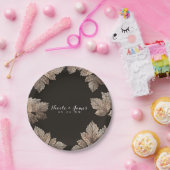 Donkerbruin & Brons bladeren rustieke aangepaste H Papieren Bordje (Feest)