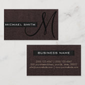 Donkerbruin Canvas Elegant Monogram Visitekaartje (Voorkant / Achterkant)