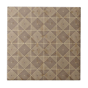 donkerbruin en beige geometrisch patroon tegeltje