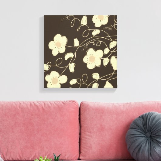 Donkerbruin en crème canvas afdruk (Insitu (Woonkamer))