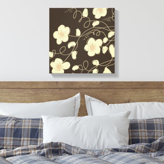 Donkerbruin en crème canvas afdruk (Insitu (Slaapkamer))