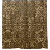 Donkerbruin en goudDamaspatroon Douchegordijn (Voorkant)