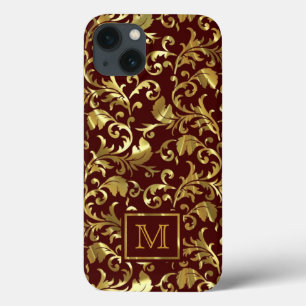Donkerbruin en gouden  Damaskers iPhone 13 Hoesje