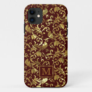 Donkerbruin en gouden  Damaskers iPhone 11 Hoesje