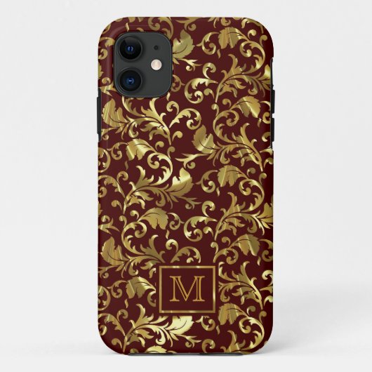 Donkerbruin en gouden  Damaskers Case-Mate iPhone Case (Achterkant)